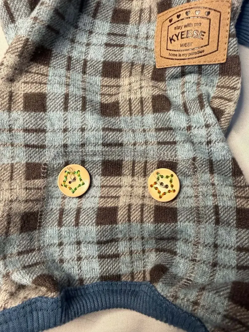 Kyeese Light Blue Plaid Dog Pajamas
